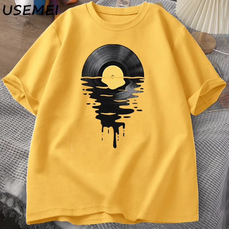 Vinyl Record T Shirt Vinyl Cool Sunset Vintage Music Lover Tee Tshirt DJ Music Teacher Tshirt Summer Cascual Cotton Graphci Tees