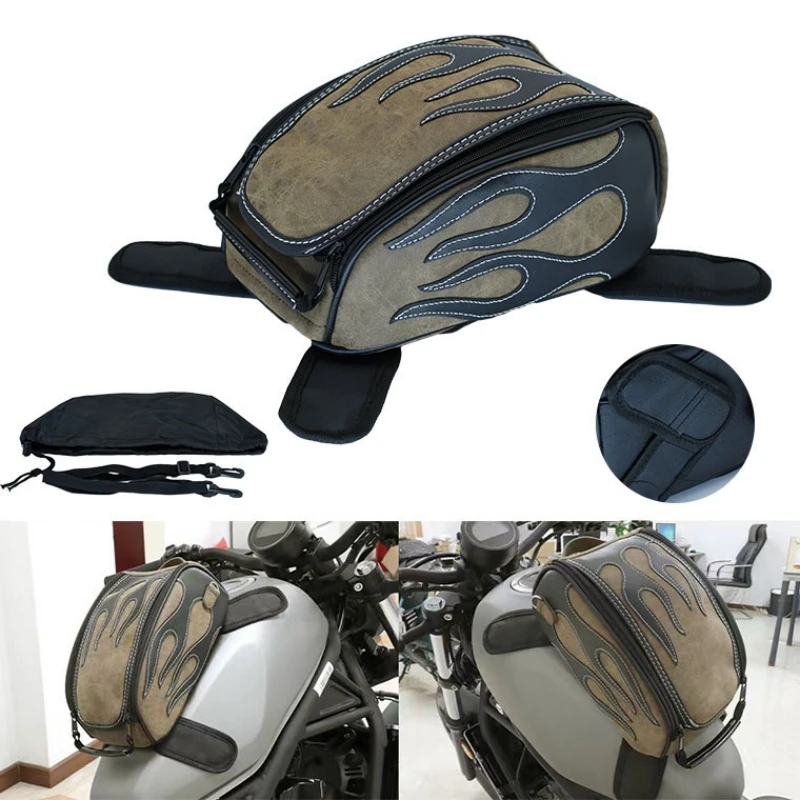 Universal Motorcycle tank bag oil fuel tank bag With Strong Magnetic motorbike saddle bag dual purpose Shoulder bag  PU leather