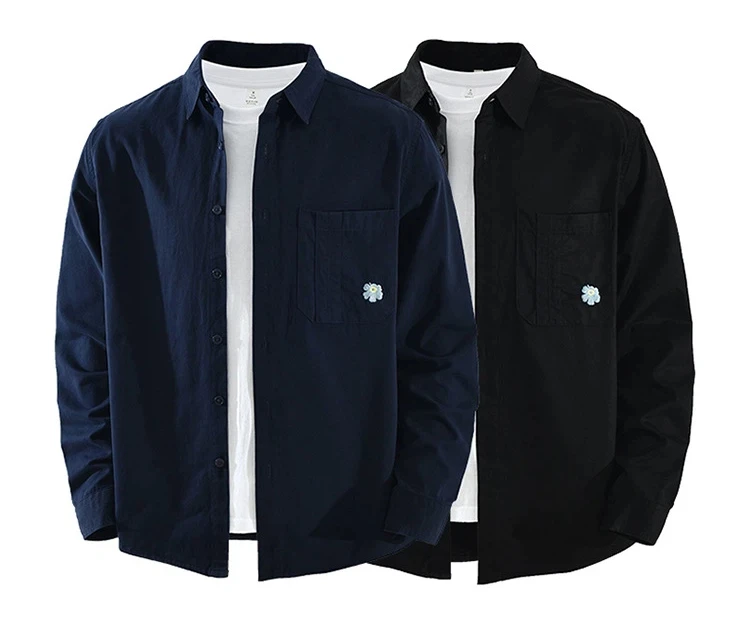 

Рубашка с цветочной вышивкой в корейском стиле, мужская дизайнерская одежда, новые повседневные мужские рубашки с длинным рукавом, 100% хлопок, новые рубашки, комфортные