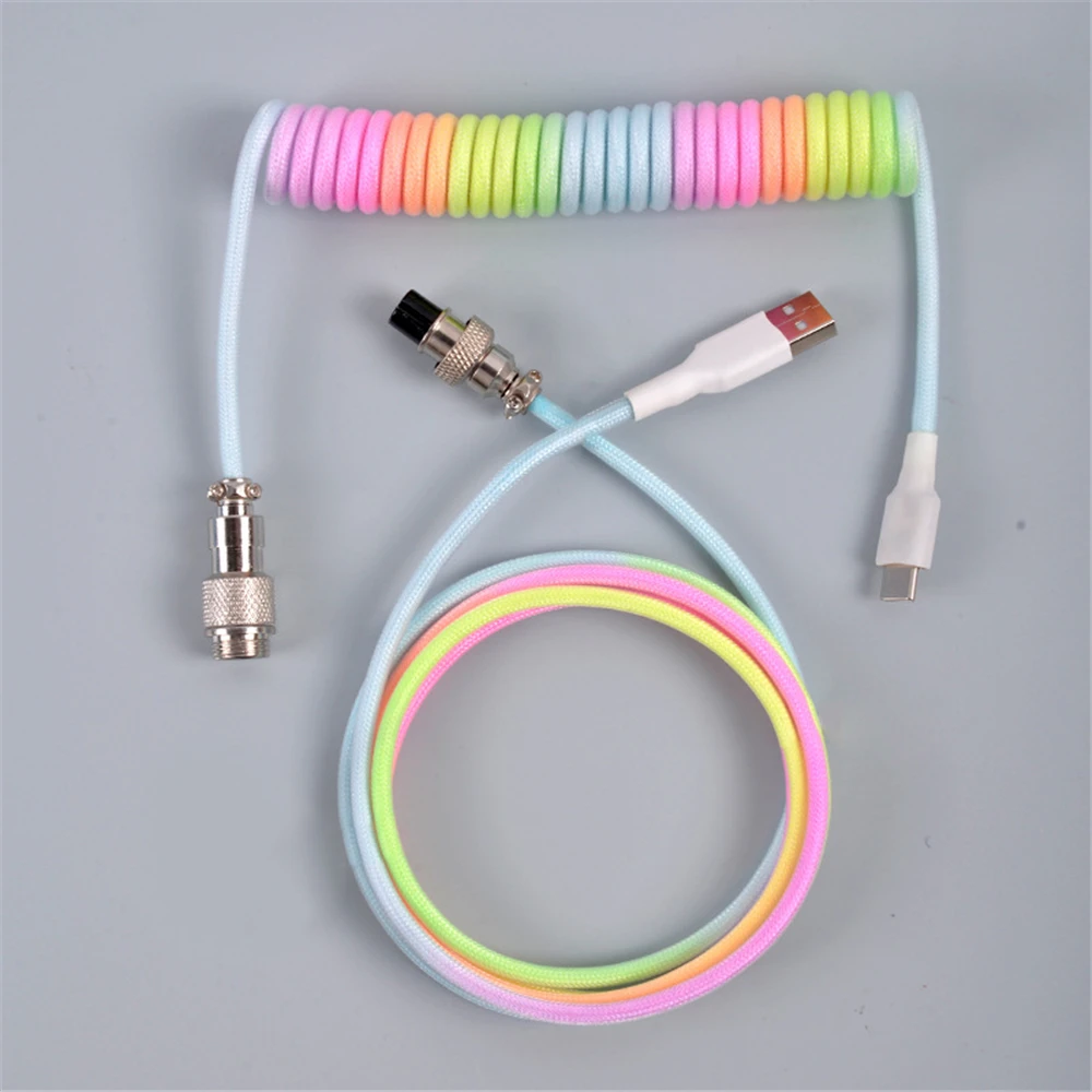 

Coiling Mechanical Keyboard Aviation Connector Type-C USB Keyboard Type C USB Cable Mechanical Keyboard Coiled Aviator Wire 1.5m