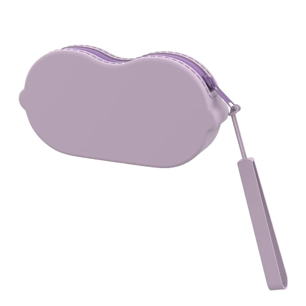 Solid Color Silicone Glasses Bag Shockproof Shell Scratch Resistant Cosmetic Pouch Zipper Closure with Lanyard Eyewear Organizer