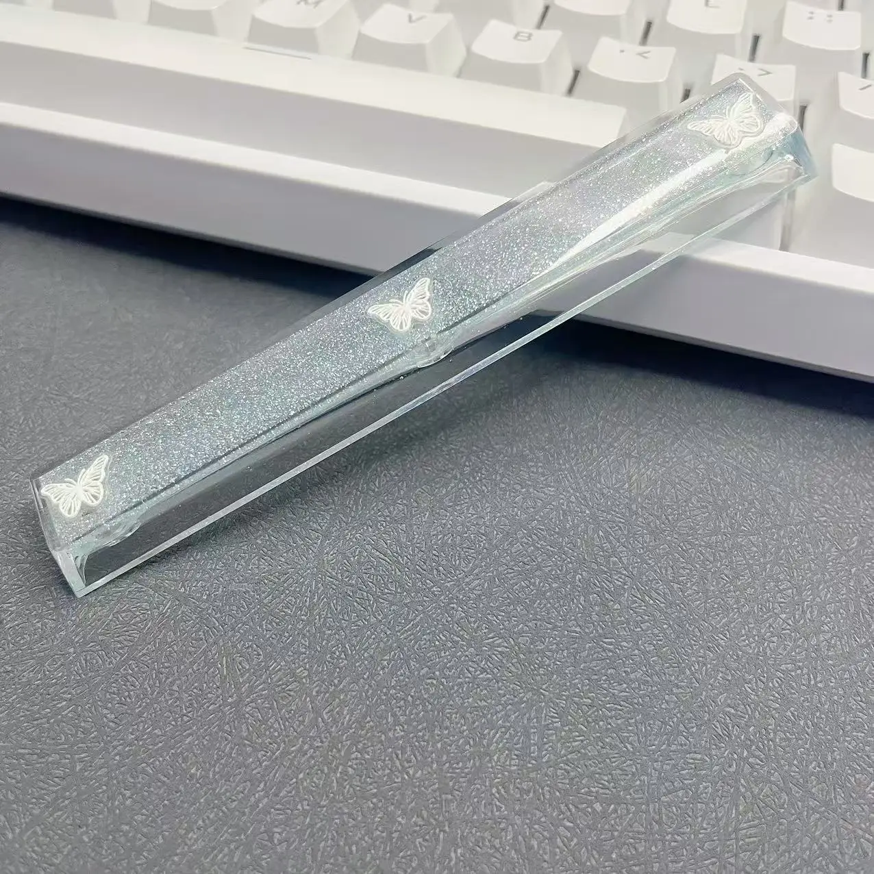 DIY 6.25u Spacebar Keycap Original Butterfly Keycap Transparent Sparkling Powder Dropping Glue Mechanical Keyboard Keycap