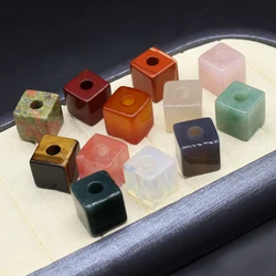 3pcs Natural Agates Bead Square Shape Natural Stone Loose Beads for Making DIY Jewerly Necklace Worship Accessories 15mm