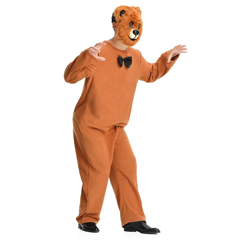 Disfraz de Halloween para bebé y niño, traje de Mascota, oso sonriente, divertido, marrón, animales, Corazón