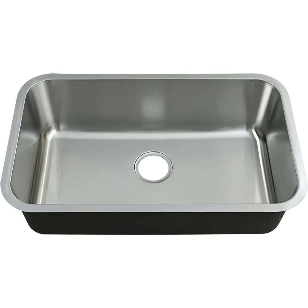 

Undermount Kitchen Sink 18 Gauge Stainless Steel Single Bowl Curved Shape Sinks 30 x 18 x 9 (Sink Only)