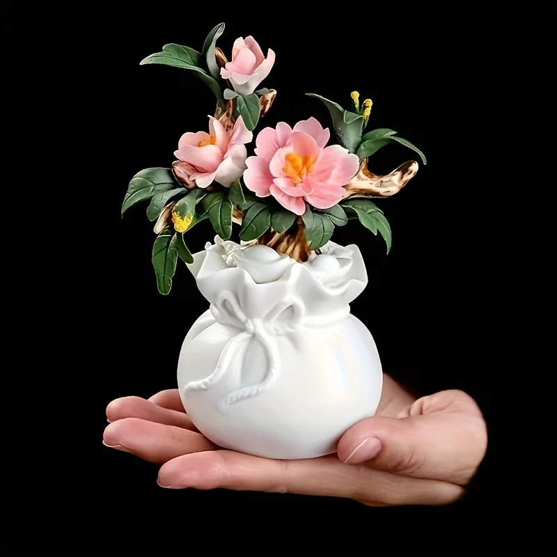 Contemporary Ceramic Peony Flower Decorative Swag, Handcrafted Artisanal  Decor Centerpiece, Tabletop Floral Arrangement with El