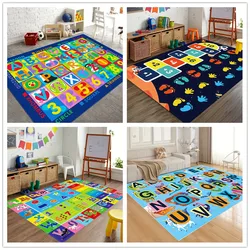 Cute Animal Print Children's Bedside Carpet Early Education Element Floor Mat Gaming Rug For Living Room Bedroom Home Decor Gift