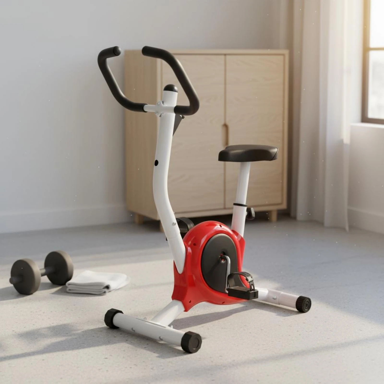 

Kids Stationary Bike Heavy Duty Steel Frame Kids Exercise Bike Home Gym Gear Compact Size Adjustable Seat