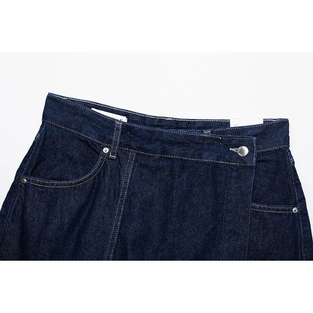 DUOPERI Damesmode Y2K Denim Marineblauw Rits Mini Rokken Skorts Casual Hoge Taille Vrouwelijke Chique Dame Shorts