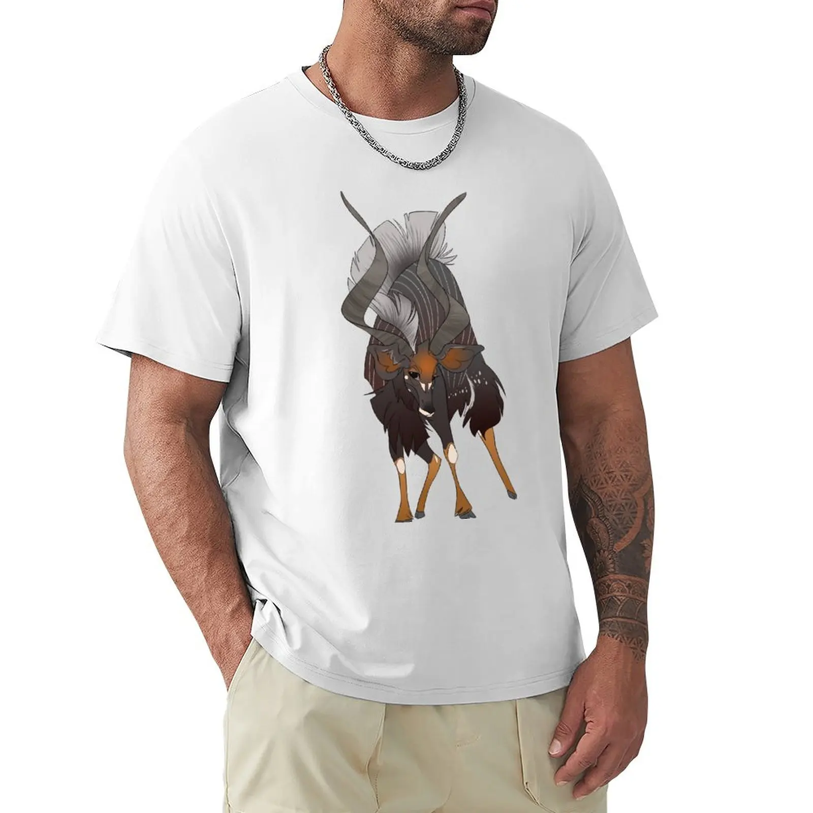 

Bull Nyala T-Shirt customs vintage clothes summer tops T-shirt men