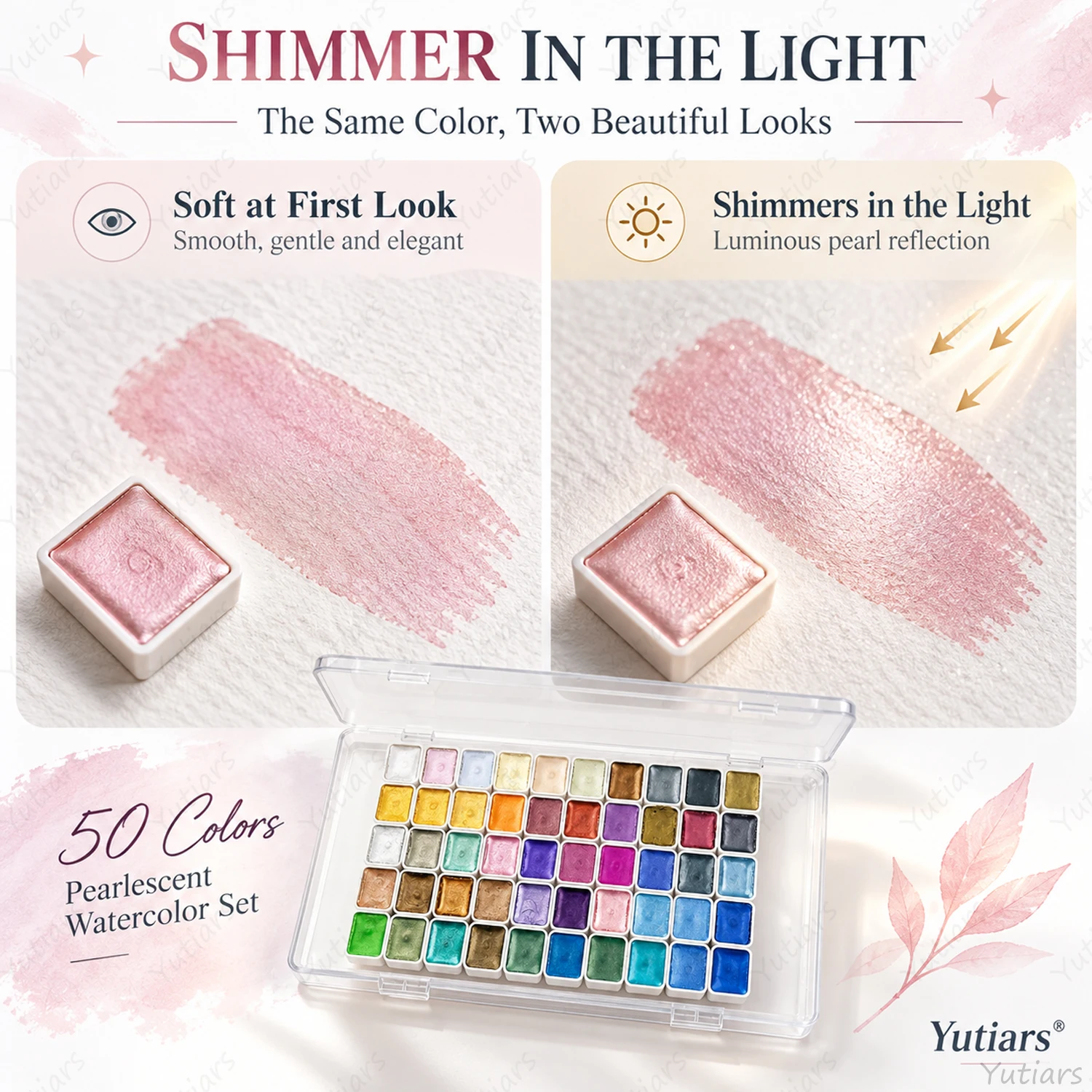 50 Colors Pearlescent Watercol - огляд і ціна Watercolor Paint Set Solid Pigment