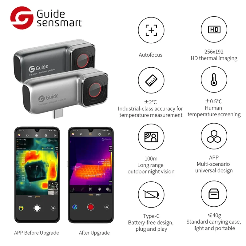 Mobir 2S/2T Android phone type-c infrared thermal imager 256x192