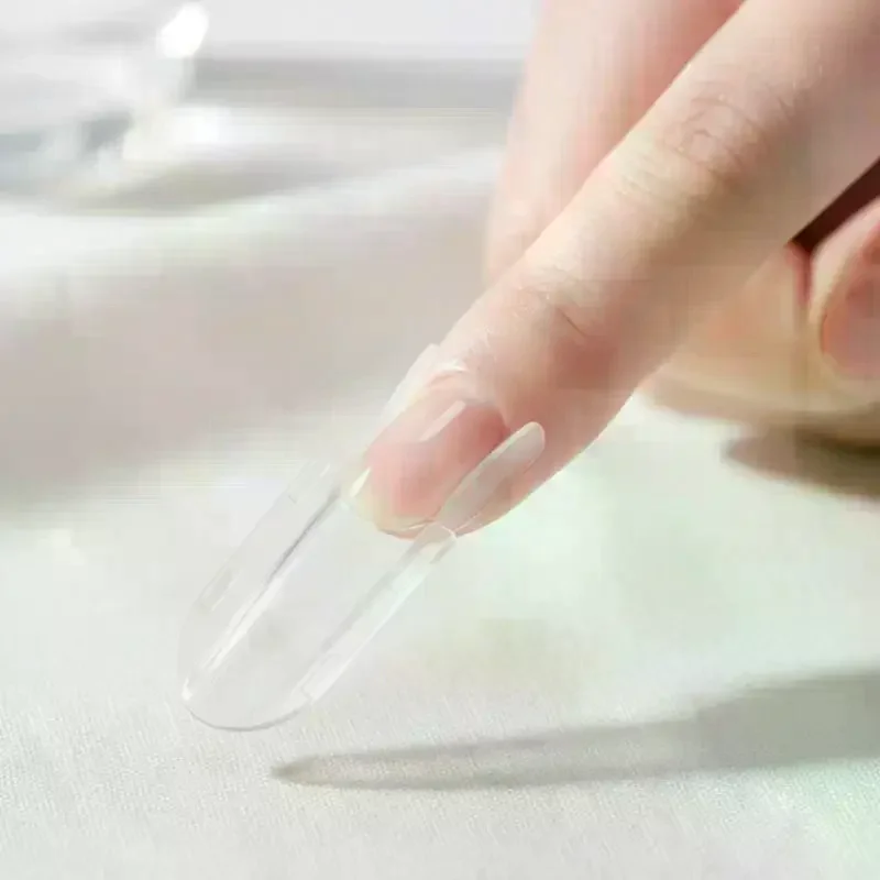 30pcs Nail Clear Rocket Shape Sandwich Dual Nail Forms Reusable Full Cover Dual Nail Molds Top & Bottom Quickly Extend Nails