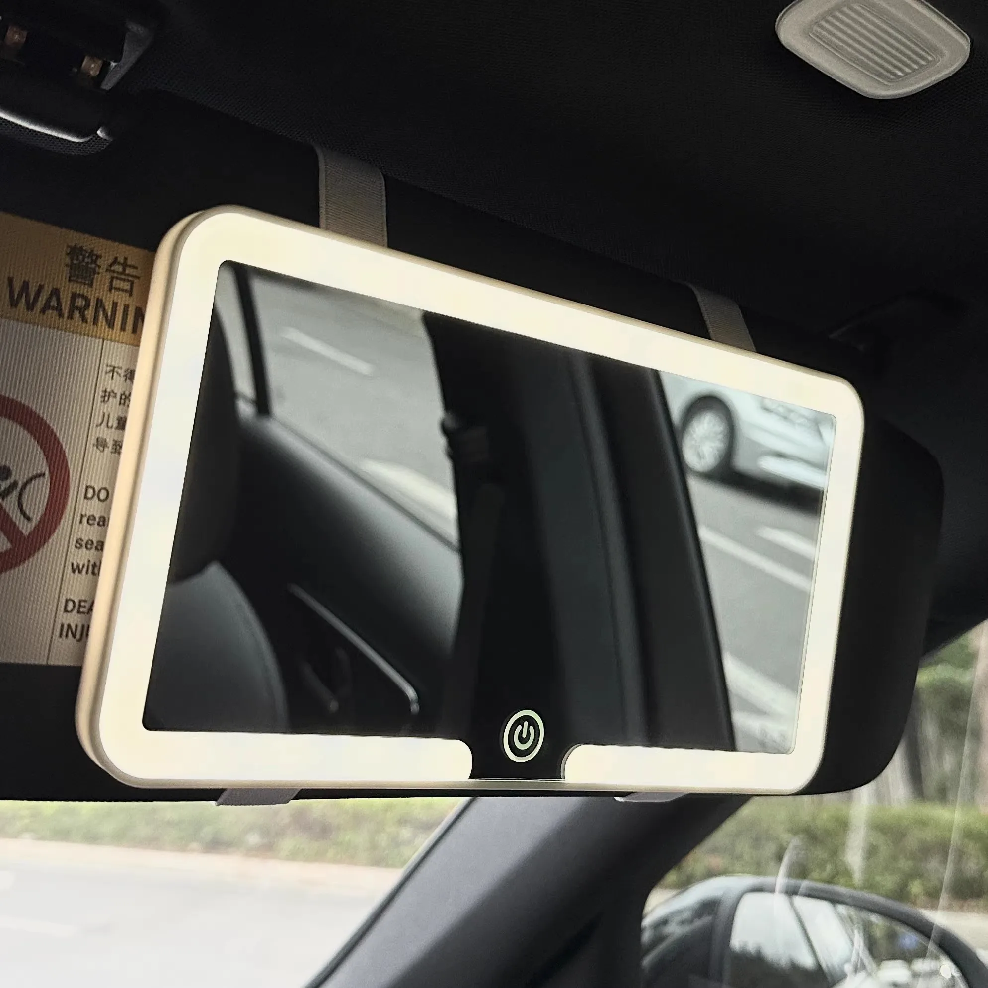 3 Modes Car Visor Vanity Mirror with LED Light, Dimmable Touch Screen, USB Charging, Rechargeable Battery Makeup Mirror for Car