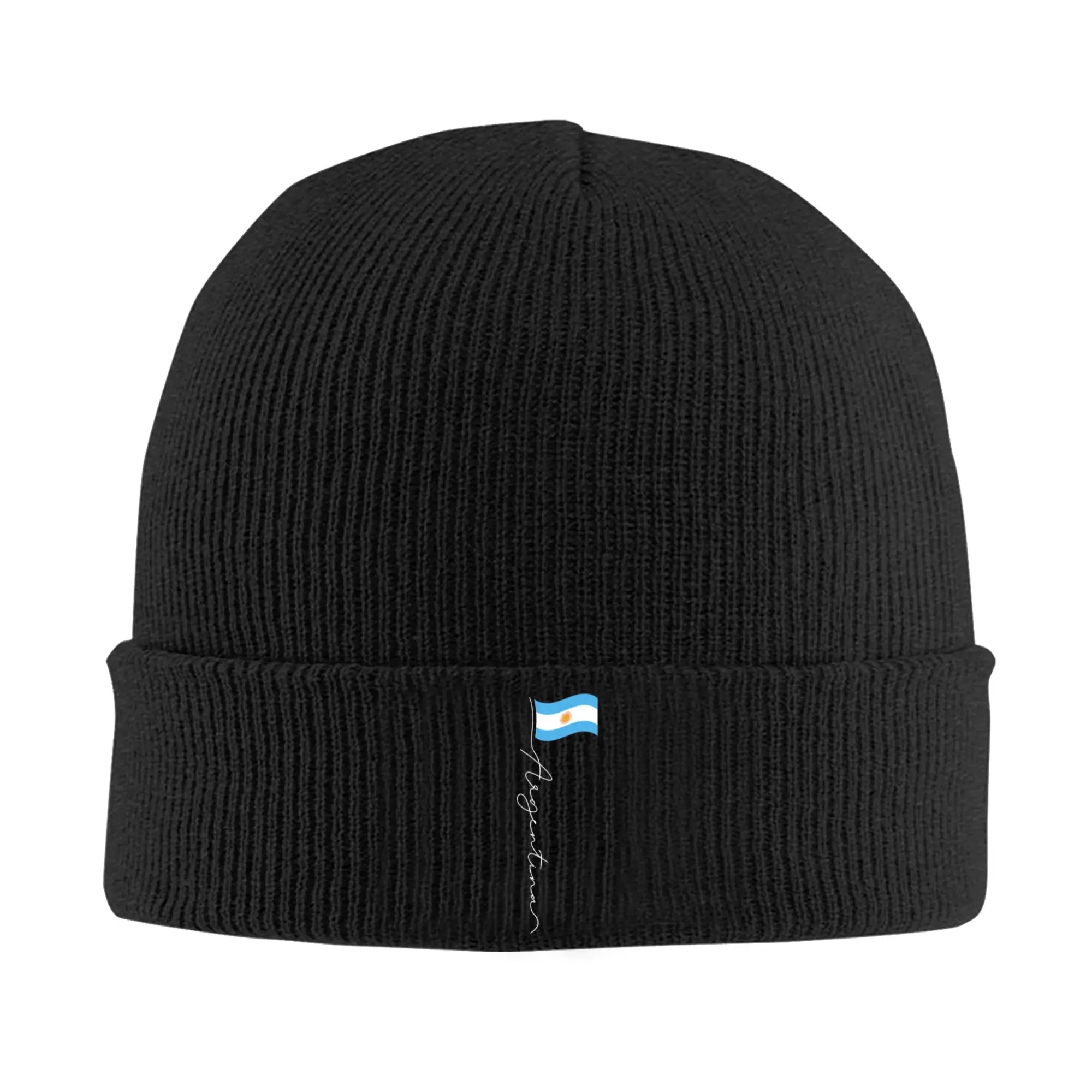 Argentina Signature Flag Argentinian Knitted Caps for Women Men Skullies Beanies Winter Hats  Crochet Melon Cap