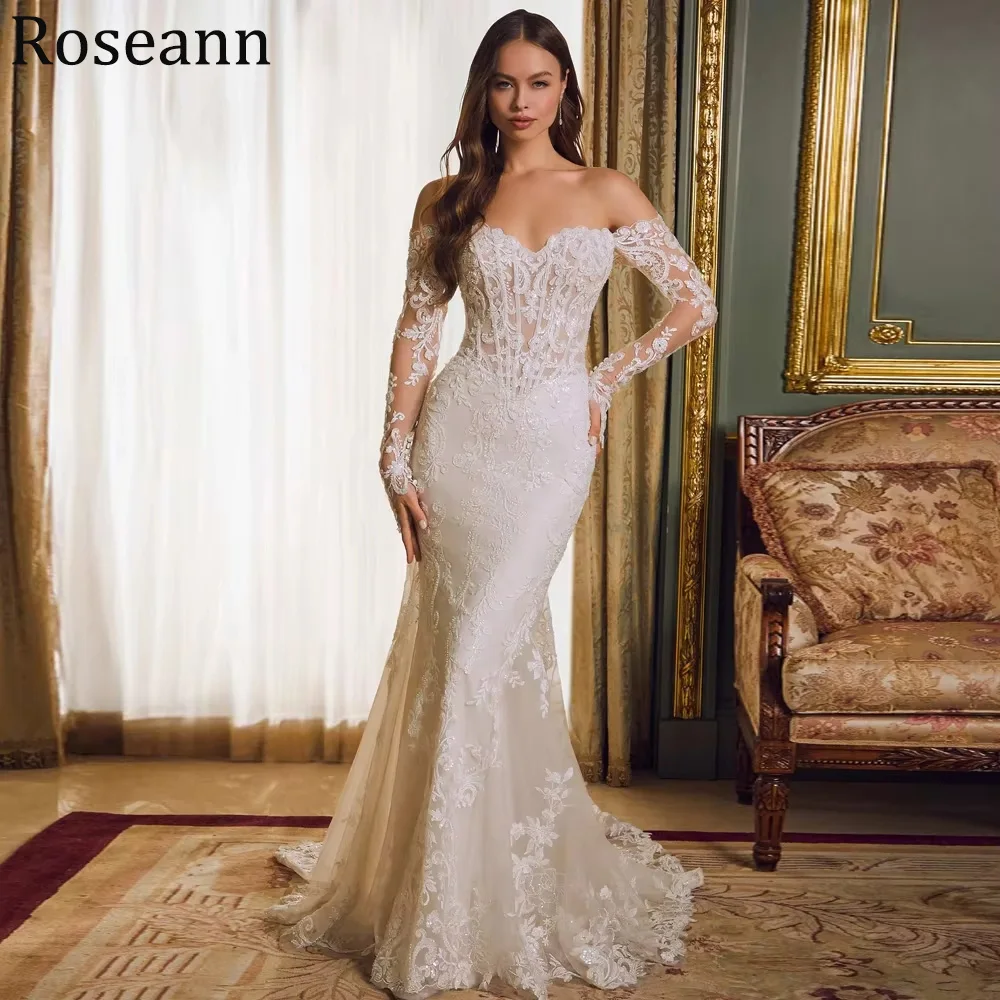 Customzied Gorgeous Wedding Dresses for Woman 2026 Sexy Mermaid Strapless Long Bridal Gowns Lace Applique Zipper Robe De Mariee