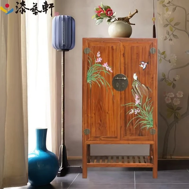 yjq Modern New Chinese Solid Wood Storage Cabinet Foyer Doorway Room Furniture