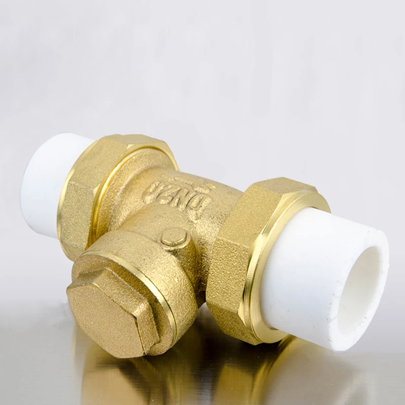 Brass Horizontal Check Valve With PPR Double Movable Joints For Prevent Water Backflow