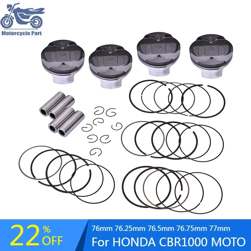 

4set STD 0.25 0.5 0.75 1.0 76 76.25 76.5 76.75 77 Motorcycle Piston Rings Kit For HONDA CBR1000RR CBR 1000 RR 5AC 2013 2014 2015