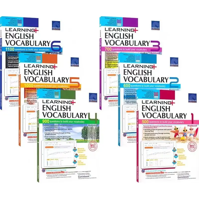 

6 Books/Set of New Edition Singapore Vocabulary English SAP Vocabulary Learning Vocabulary Homework Education for Grades 1-6