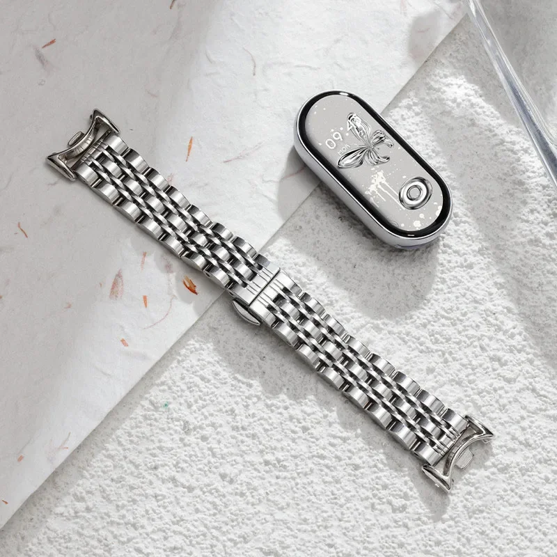Ремешок из нержавеющей стали для Xiaomi Band 10 9 8, высококачественный металлический регулируемый браслет, браслет Mi Band 10 9, сменный ремешок для часов