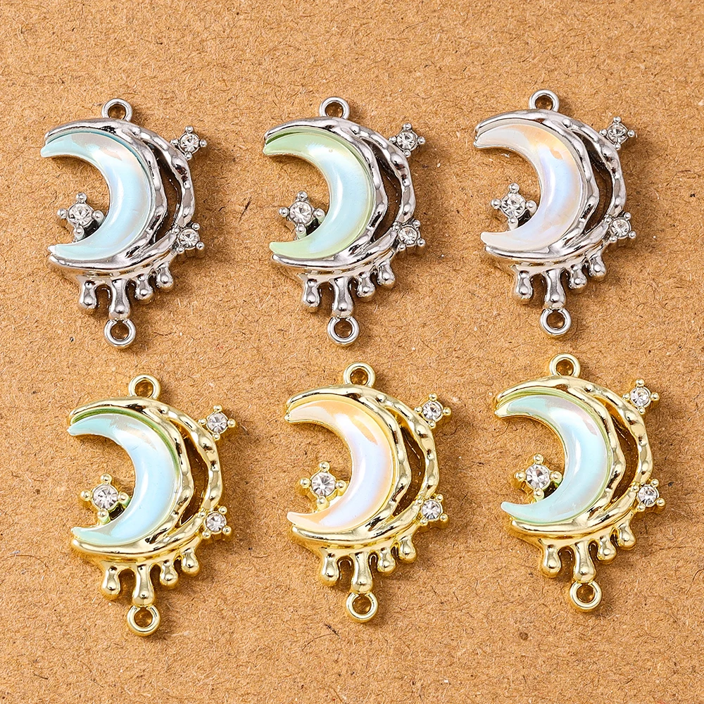 5 Stück 24*15mm Edelstein Kristall Mond Charms Anhänger für Schmuckherstellung Halskette Ohrringe Armband DIY Zubehör Zubehör