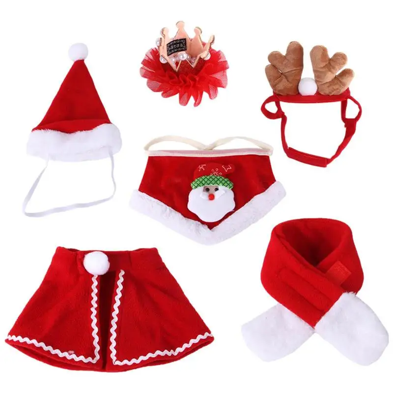 Costume da babbo natale per animali domestici 6 pezzi vestito da babbo natale per gatti festa di natale vestito da gatto carino morbido e