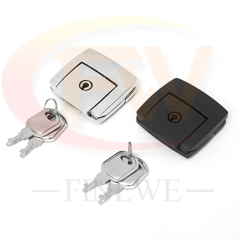 1pcs Chrome plated Golf Box Hasp Buckle Latch Fastener Metal Alloy Buckle Lock Hasp with Key