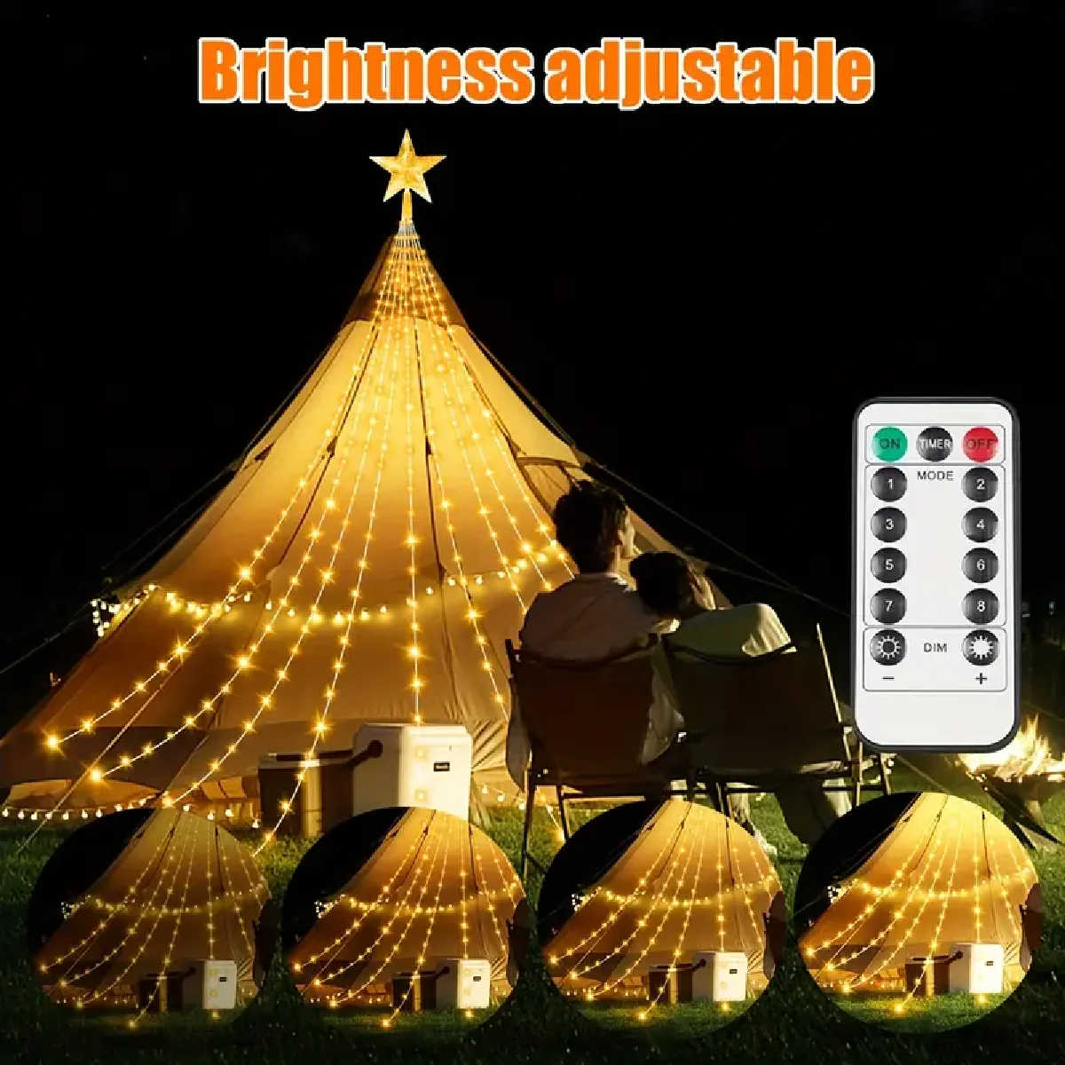 2/3 متر LED شلال شجرة الديكور USB بالطاقة الشمسية عيد الميلاد ستار سلسلة أضواء للحفلات حفلات الزفاف عطلة ديكور #4