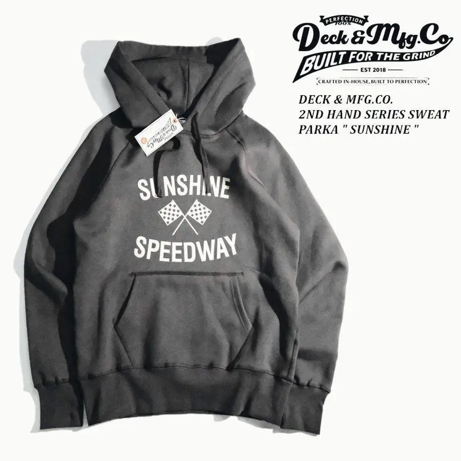 American Vintage Culture DECK 2ND SERIES Distressed Placket Sleeve Hooded Sweatshirt