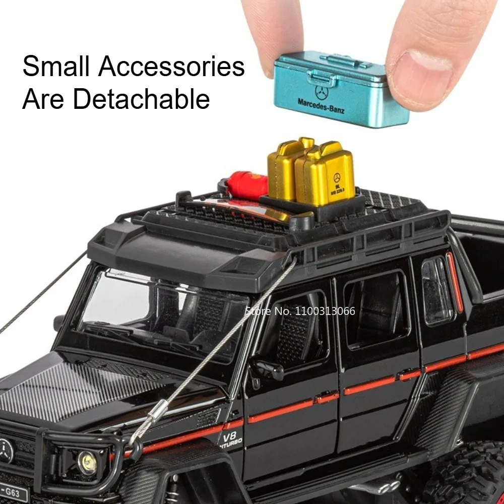 1:24 G63 6X6 Land Cruiser LC80 Cars Toys Models with Light Music Pull Back Miniature Vehicles Doors Opened Off-road Kids Gifts