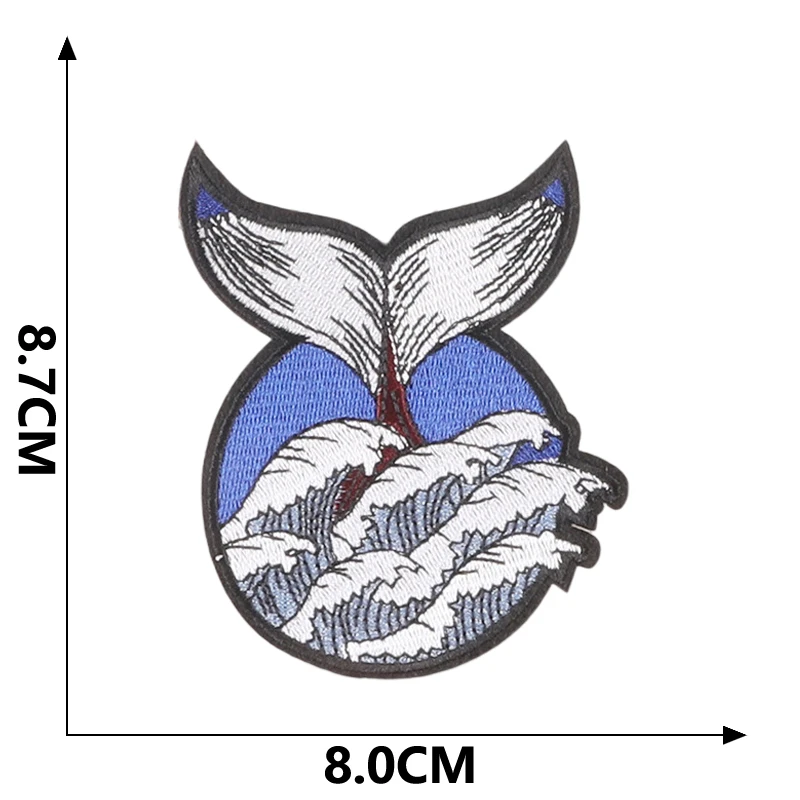 Patches für Jacken, Outdoor-Kleidung, Meereswellen, Naturlandschaft, Walstreifen, Parches, zum Aufbügeln, bestickter Stich, DIY-Designer, zum Aufnähen – Detail 5