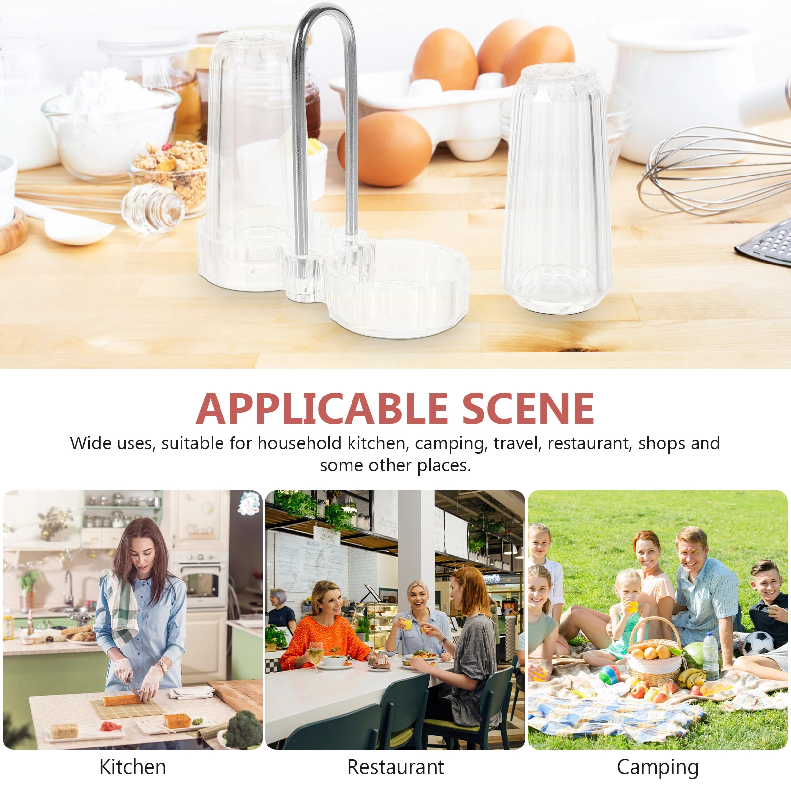 

Long Lasting Acrylic Salt And Pepper Shakers With Holder Ideal For Household Spices Multipurpose Kitchen Essentials