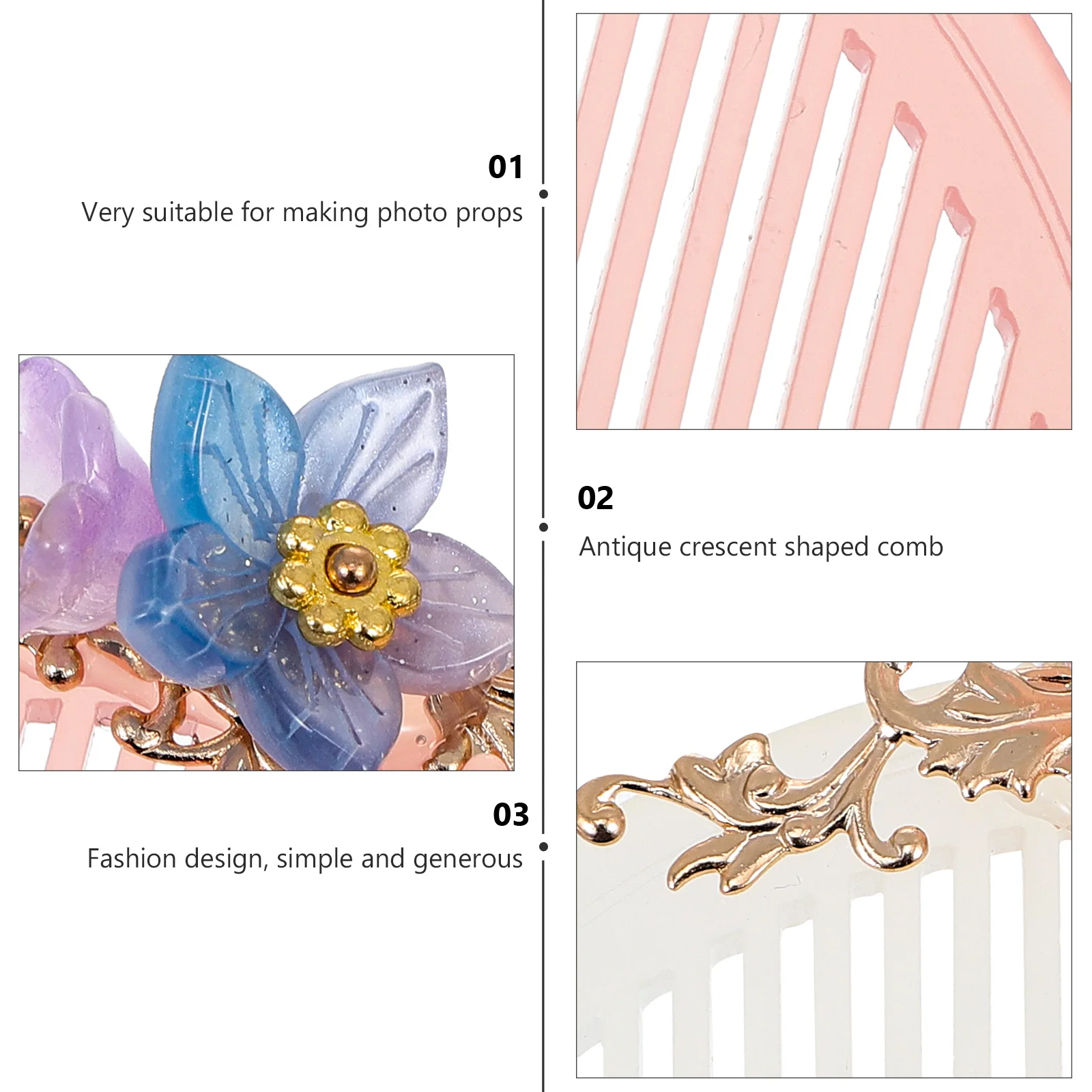 

2 Pcs Hair Comb Chinese Accessories Crystal Acrylic Decorative Miss Combs for Women