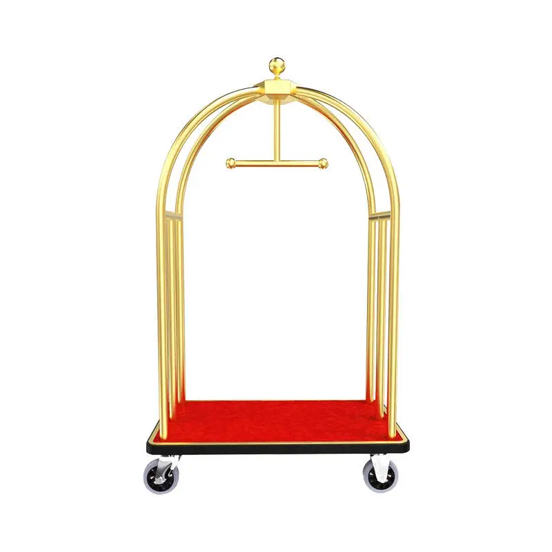 XY Portable Stainless Steel Hotel Luggage Cart - Convenient Handcart for the Hotel Lobby
