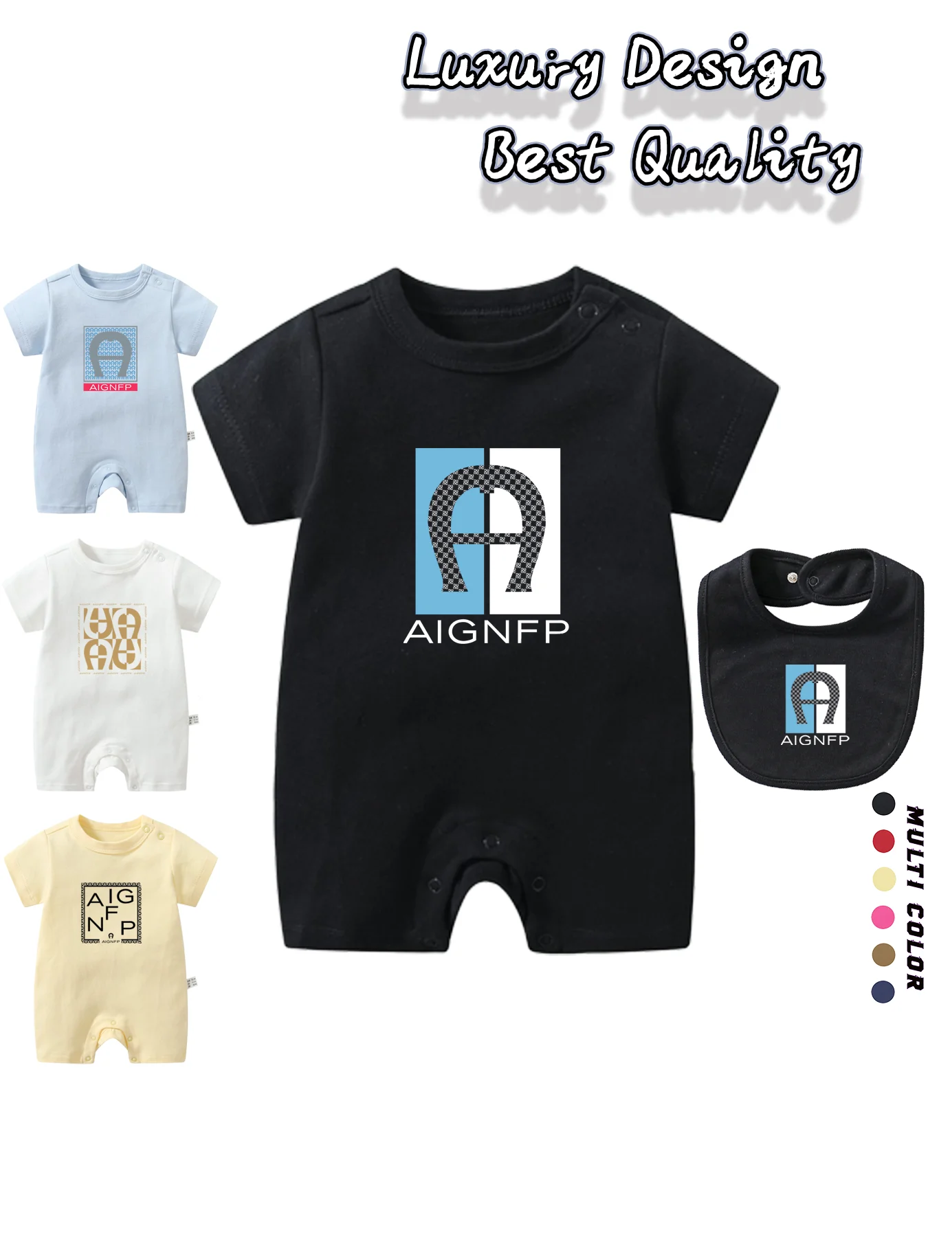 

2025 Hot Sale New Newborns Summer Clothes %100 Cotton Baby Boys Jumpsuit Fashion Print Toddler Infant Romper Bib scarf 2Pcs Set