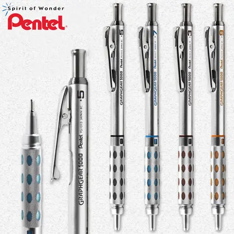 일본 Pentel GRAPH 1000 PRO 기계식 연필 금속 클립 0.3/0.5/0.7/0.9mm 낮은 무게 중심 드로잉 lapicero Art Suppli 11 Pentel 드로잉 샤프 펜슬 GraphGear 1000 낮은 중력 중심 텔레스코픽 보호 튜브는 리드를 부러뜨리기 쉽지 않습니다.