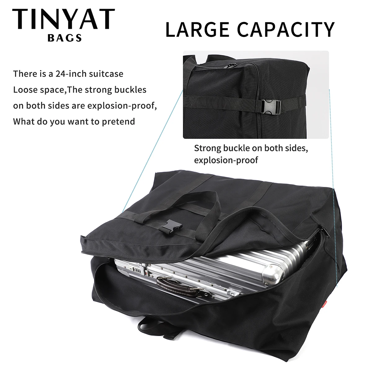 Imagem -03 - Tinyat Folding Homem Bagagem Bolsa de Viagem Grande Capacidade Tote Bolsas para Mulheres Masculino Fim de Semana Protable Duffle Bolsa Preto Homem Bolsa