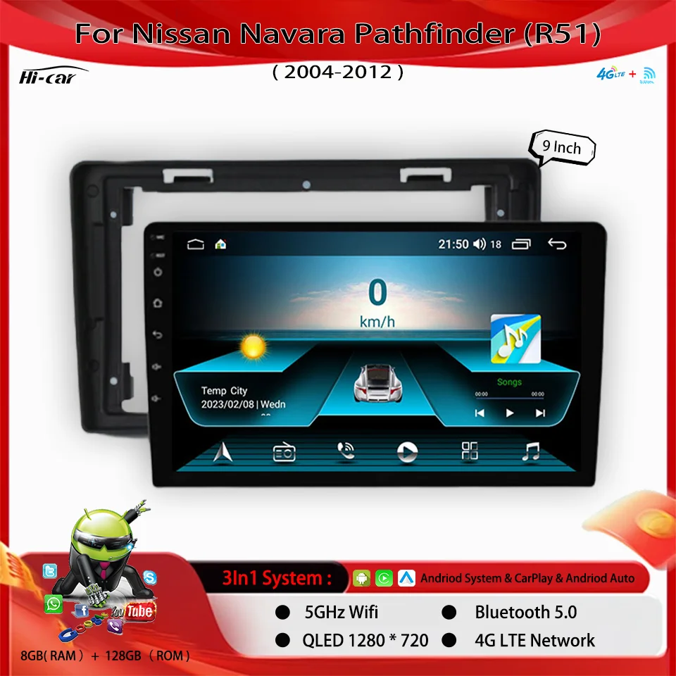 

Car Radio For Nissan Navara Pathfinder(R51) 2004-2012 Android 14 Wireless CarPlay Intelligent System Multimedia Player Head Unit