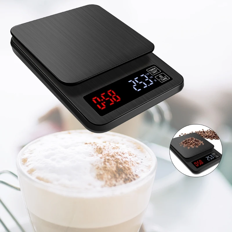 3kg/0.1g 5kg/0.1g Digital Coffee Scale with Backlight with Timer High LCD Electronic Scales Weighing Tools