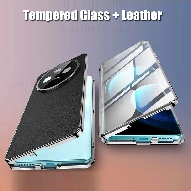 

For OPPO Find X8 Pro Tempered Glass Leather Phone Case For Find X7 Ultra X5 X3 X6 X8 Pro Double Sided Magnetic Absorption Cover