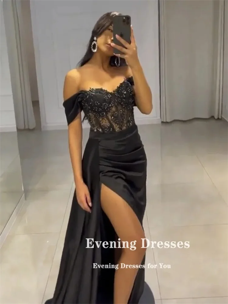 

Long Black Evening Dresses High Side Slit Prom Dresses 2024 Elegant Party Dresses Women New Cocktail Prom Gown فساتين الحفلات