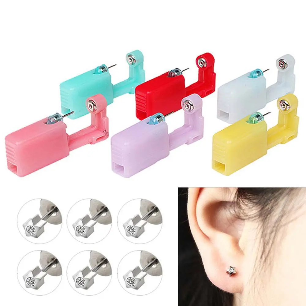 

With Ear Studs Ear Cartilage No Pain Nose Helix Piercing Disposable Nose Ear Piercing Tool Steel Earring Piercer Machine