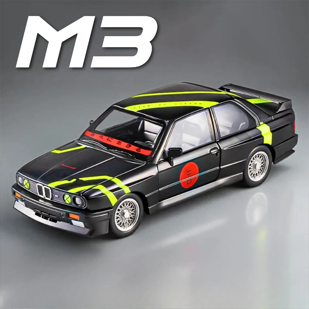 1:24 Scale M3 GTR E46 Model Car Toy Alloy Body Doors Opened Pull Back Models Shock Absorption Toys Office Table Ornaments