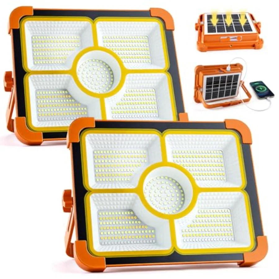 

Solar Rechargeable Work Light 12000LM Portable Work Light with 12000mAh Battery LED Flood Lights with 5 Modes Outdoor Waterproo
