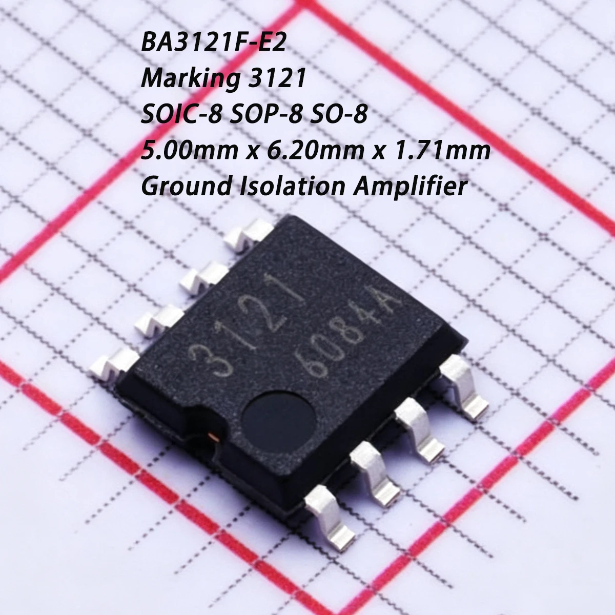 10PCS BA3121F-E2 Marked 3121 SOIC-8 SOP-8 Dual Channel 0.002% 9mA NEW Original Audio Power Ground Isolation Class AB Amplifier