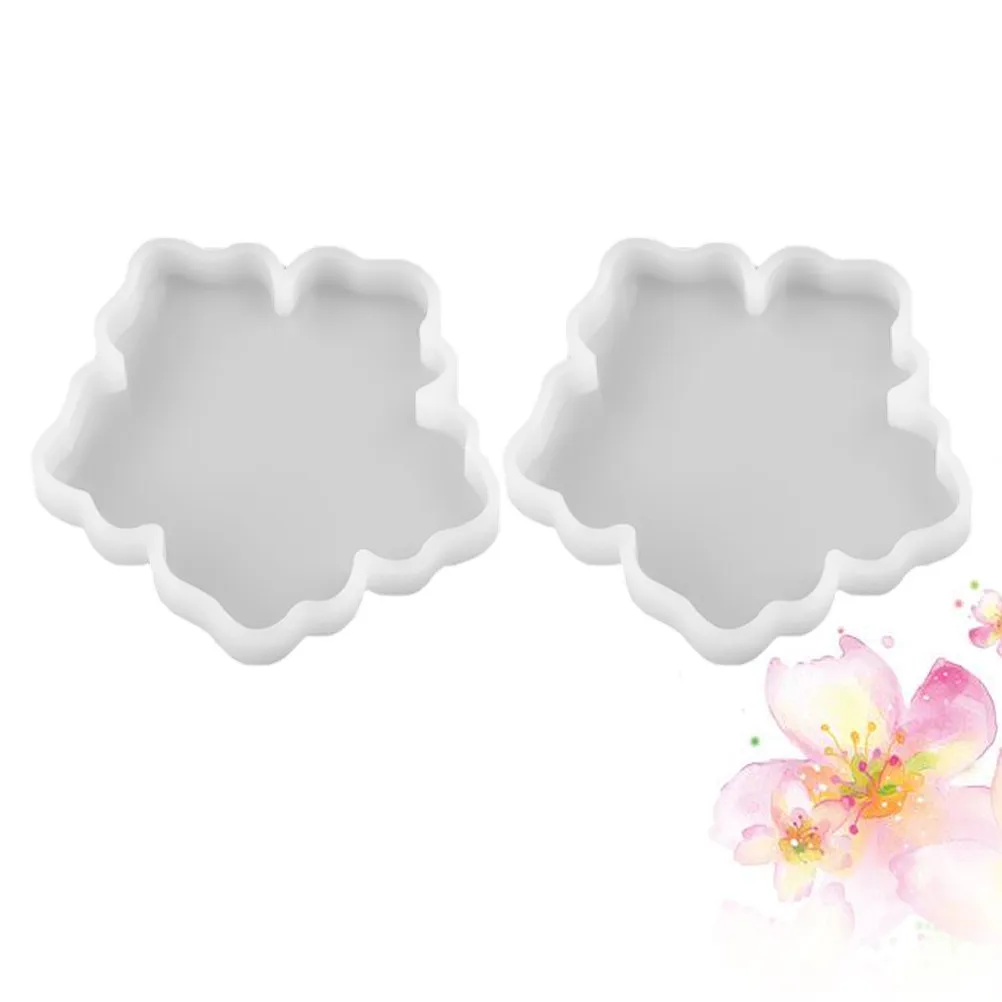 2Pcs Heat Resistant Silicone DIY Mold Flower Pattern for Crystal Epoxy Resin Coasters Mirror Surface Cup Base Craft Making
