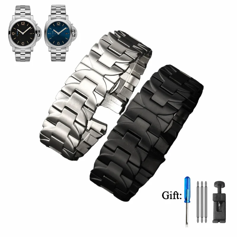 22mm 24mm Stainless Steel watch strap for Panerai Luminor Series Pam441 111 PAM01316 Watchband Bracelet Accessories Wristband