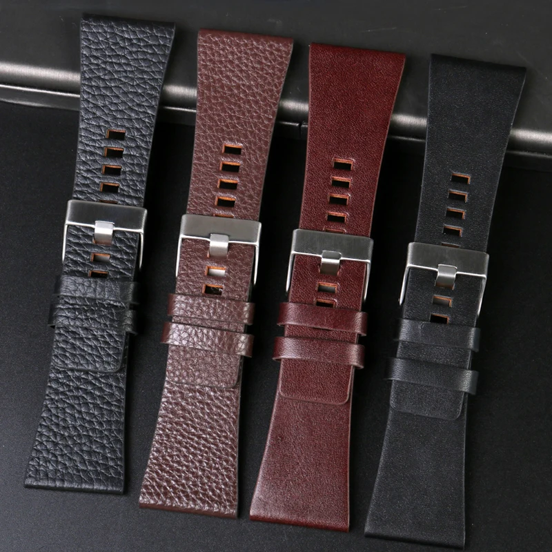 26MM 28MM 30MM 32MM For Diesel Watchbands Men\'s Wrist Large Size Watch Bands POlice Black Brown Genuine Calf Hide Leather Strap