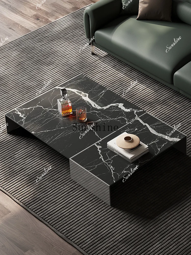 

Large and small apartment light luxury modern creative rock slab coffee table household living room FT